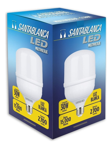 Bombillo Led Santablanca T7 30w Multivolt Luz Fria Cajita