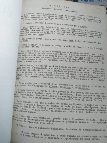 Eubiose Ciência De Integração Do Homem Com O Todo (Usado)
