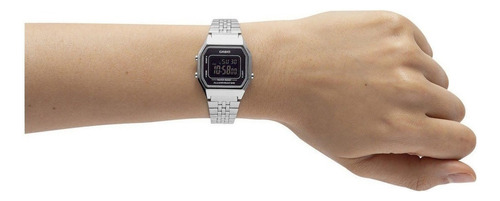 Reloj Casio LA680WA-1BDF vintage plateado para mujer, correa de color plateado