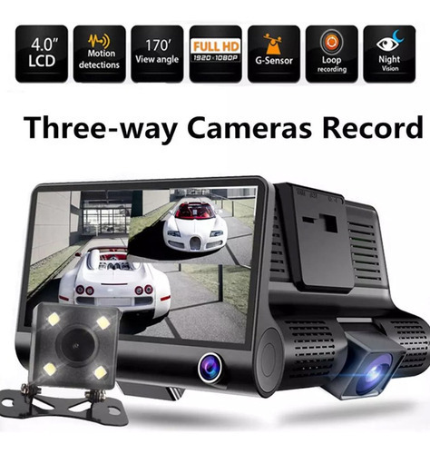 Camara Auto Seguridad Dvr Hd Dual Y Reversa Con Pantalla 4