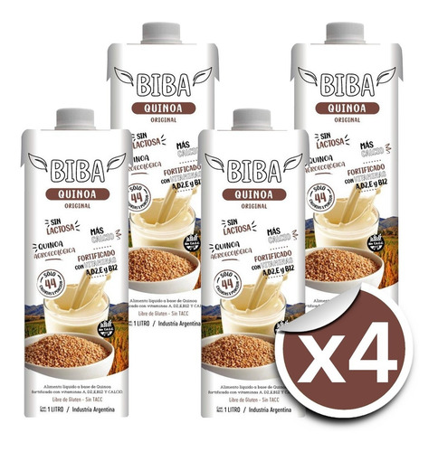 Imagen 1 de 2 de Biba Leche Quinoa Original Vegana Agroecológica Conicet X 4