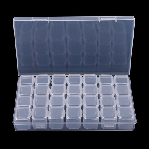 2x Caja De Almacenaje Organizador 28 Rejillas De Plástico