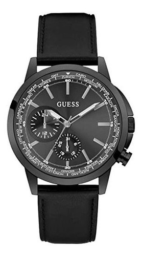 Guess Us Men's Gold-tone And Black Leather Multifunction