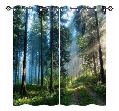 Forest Curtains  Nature Scenery Window Curtains With Mi...