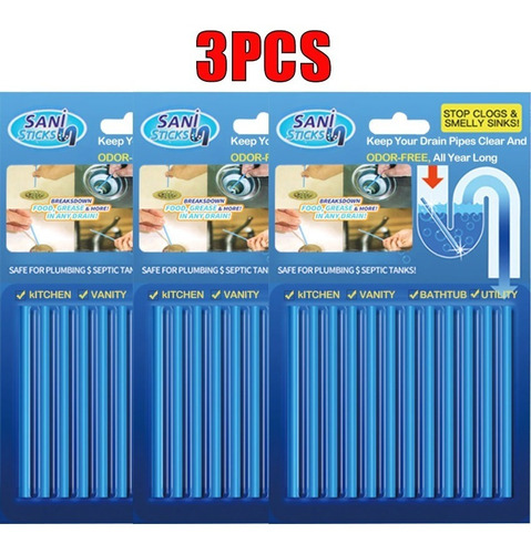 3pcssani Sticks Clean Sewer Alcantarillado Cocina Baño