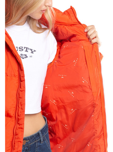 Campera De Abrigo Rusty Out Of Time Puffer Naranja Mujer