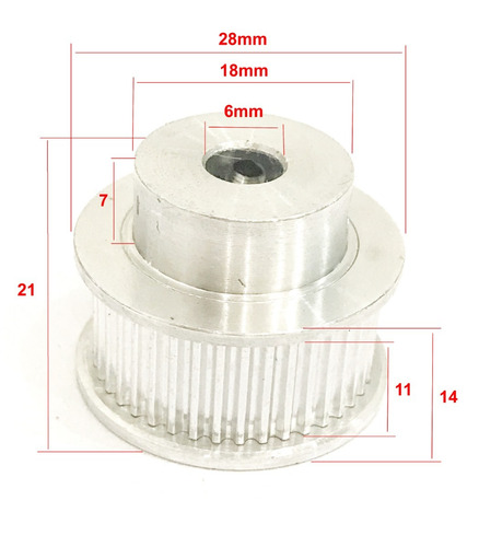 Imagem 2 de 3 de Polia Gt2 40 Dentes Furo 6mm Para Correia 10mm 40d F6 L10