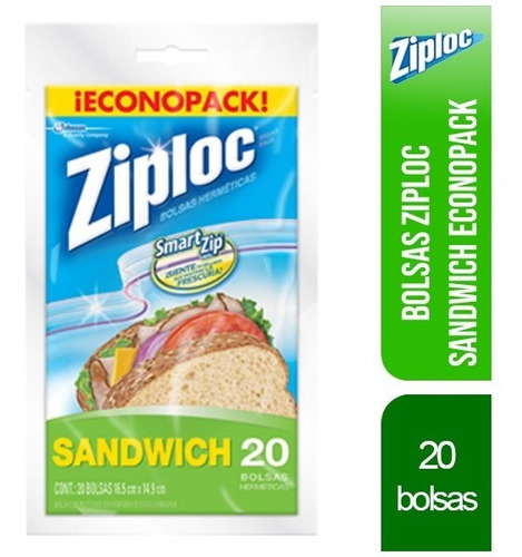 Ziploc Bolsas Para Sandwich Economax - 20 Bolsas/caja