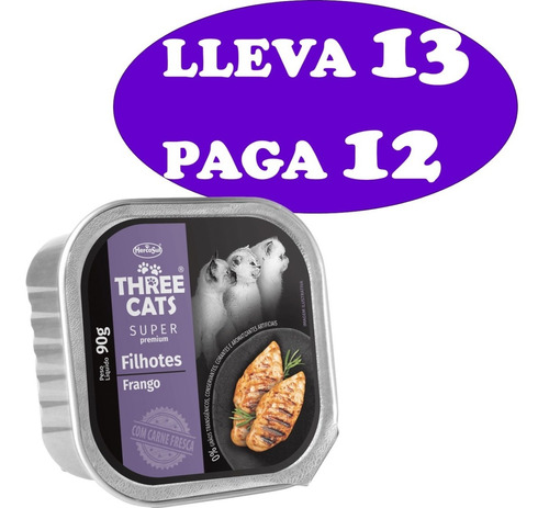 Pate Gato Three Cats Super Premium Gatitos 90gr  X 12 Un