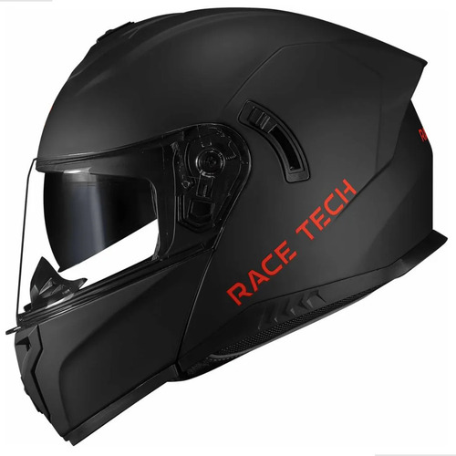 Capacete Race Tech Articulado Preto Fosco Oculos Interno Masculino Feminino 60