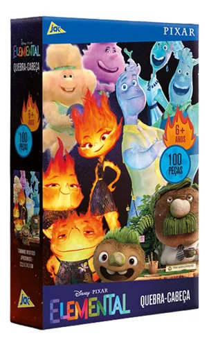 Quebra-cabeça 100 Peças - Elemental - Pixar -disney -toyster