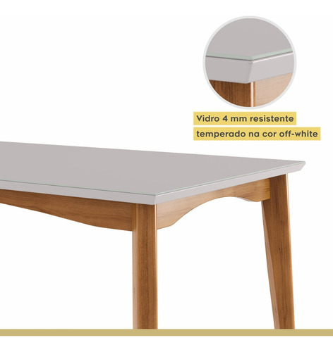 Mesa De Jantar 6 Lugares 160cmx90cm Monalisa Mel Ih Nesher Móveis