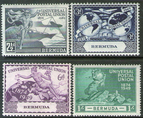 Imagen 1 de 1 de Bermudas 4 Sellos Nuevos 75° Aniversario U P U Año 1949 