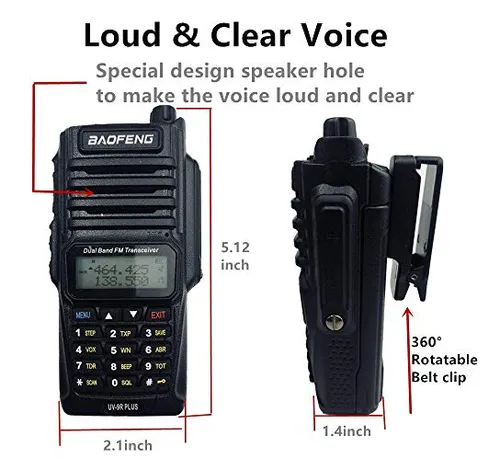 Walkie Talkie Baofeng Uv-9r Plus 8 W Ip67, Paquete Resistent