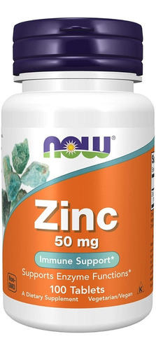 Zinc 50mg 100 Tabs - Now Foods - Unidad a $1529