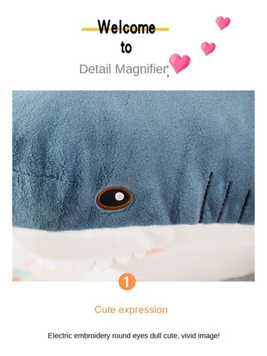 Bordado De Peluche Con Forma De Tiburón De 35 Cm, Grande Y S