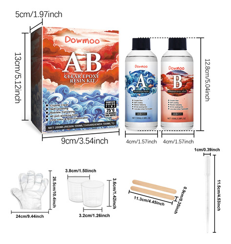 Set De Pegamento De Resina Epoxídica De 200 Ml, Altamente Tr