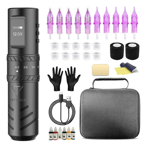 Kit De Pistola De Tatuaje Marca Modelo Inalámbrica 7 Tiempos