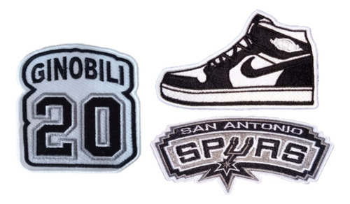 Parches Apliques Bordados Kit X 3 Spurs - Ginobili 20