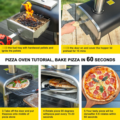Horno De Pizza Portátil De Pellets De Madera De 12 Pulgadas