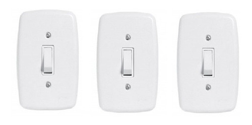 3 Interruptor Simples Apagador Branco Com Placa 4 X 2 Pluzie