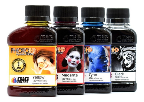 Tintas Photo Hd Bigcolors Combo 4 X 120ml- Epson Compatible