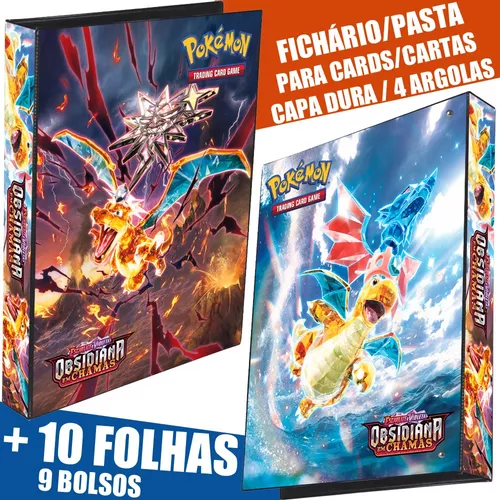 Pasta Fichário Álbum Pokémon Charizard para cards cartas + 10