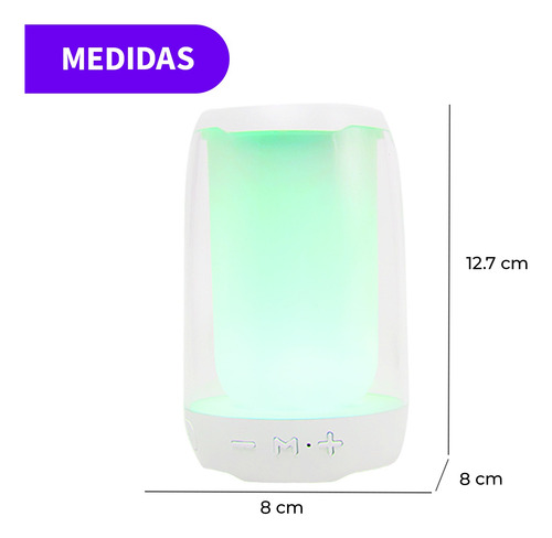 Bocina Bluetooth Usb Recargable Luz Led Fm Portátil Mini Blanco