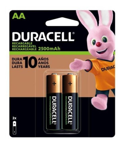 Imagem 2 de 4 de Pilhas Duracell Aa Recarregável 2500 Mah 1.2v C/ 2 Unidades