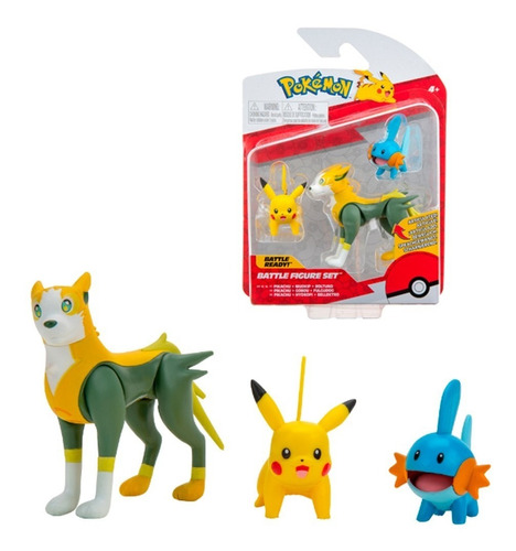 Pokemon Battle Figure Set Pikachu Mudkip Y Boltund Original