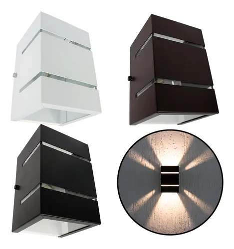 Arandela Externa 2 Focos E Frisos Parede Muro + Led Incluso Cor P...