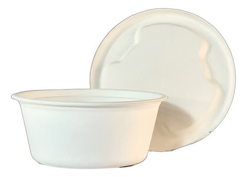 Bowls Descartables Pote Compotera Con Tapa Blanco 1000ml X50
