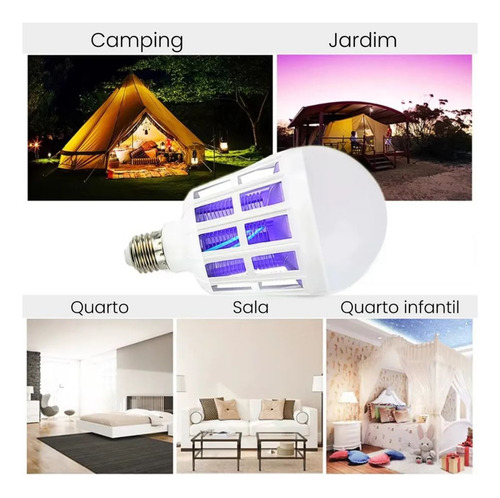 Armadilha Mata Mosquito Pernilongo Bulbo Luminaria Led