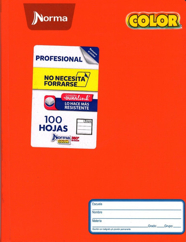 Libreta Norma Profesional Cosida 360° Color 100 Hojas Rayas