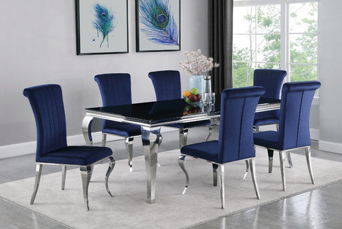 Imagen 3 de 3 de Mesa De Comedor Para 6 Personas, Comedor De Cristal Negro