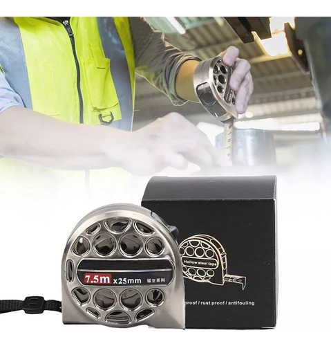Regla Métrica Retráctil Anticorrosión Acero Inoxidable 7,5 M