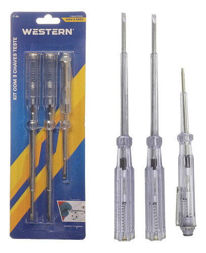 Kit 3 Peças Chave Teste Western 100v A 500v