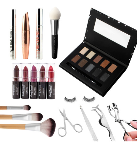 Maquillaje Kit 18 Piezas Sombra Ojos Labial Para Mujer