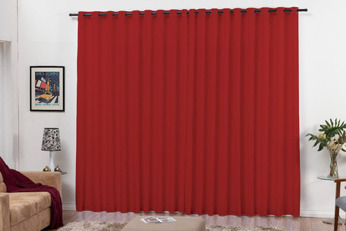 Cortina Para Quarto Modelo Roma Oxford 3m Vermelho Com Ilhos