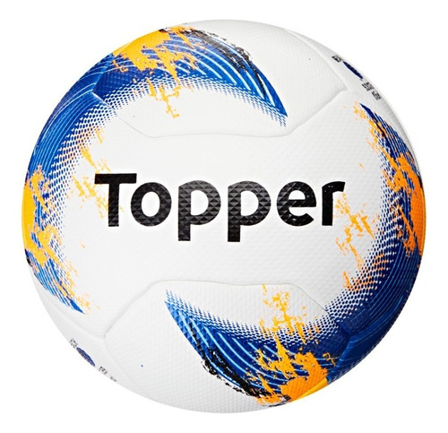 Bola De Futebol Campo Beach Soccer Topper Cor Branco, Azul e Laranja