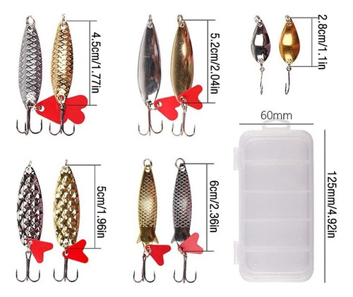 10 Señuelos De Pesca, Cucharas, Cebos De Pesca Duros, Señuel