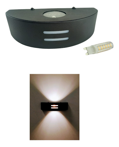 Aplique Bidireccional Exterior + 1 Lámpara G9 Led Luz Cálida