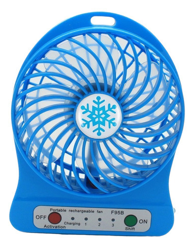 Ventilador Pequeno Turbo De Mesa Usb Portatil Recarregavel Cor Da Estrutura Azul Cor Das Pás Transparente Diâmetro 10   Frequência 50 Hz 60hz Material Das Pás Plástico Quantidade De Pás 4 110v/220v