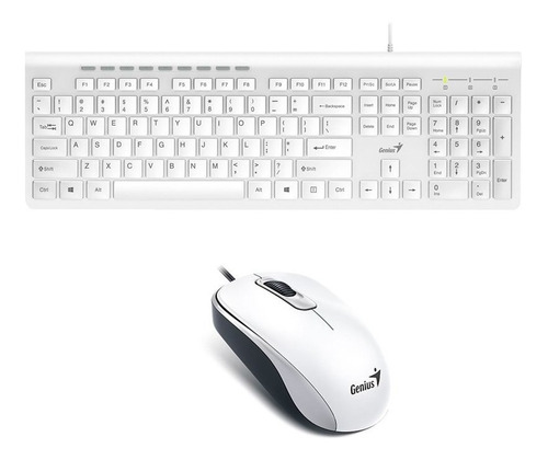 Teclado Genius Slimstar 230 Usb + Mouse Dx-110 Usb Blanco