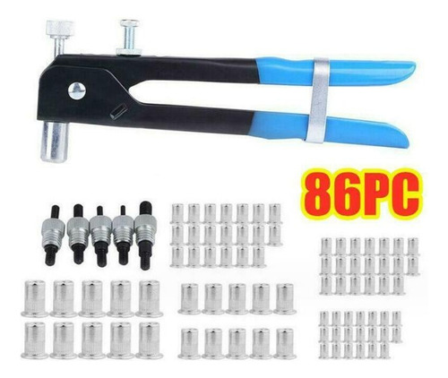 Kit Remachadora Tuerca 86 Piezas M3 A M8 Remache Ciego