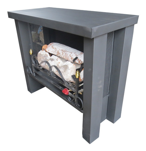 Imagen 4 de 5 de Hogar Metalico Negro Mate Con Leños A Gas De 6500 Calorias