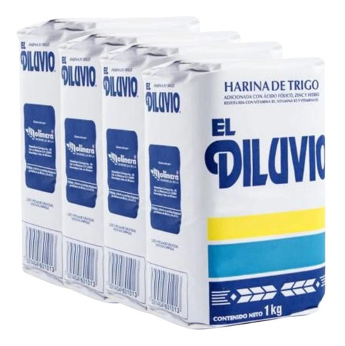 Harina De Trigo El Diluvio 4 Pack De 1 Kg