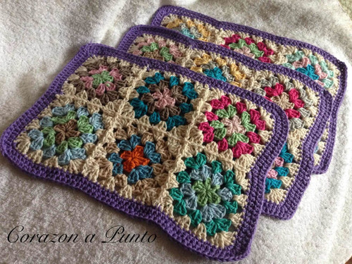 6 Individuales Crochet Mantelitos Cuadraditos Tejidos