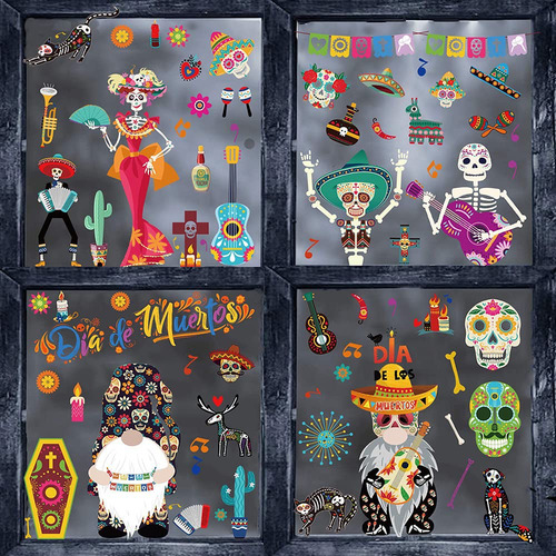 Pegatinas Para Ventana Estilo Decoracion Del Dia De Muertos
