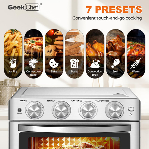 Freidora Geek Chef, 26 Qt, Acero Inoxidable, 1700 W